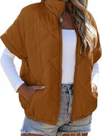 Quilted Zip Up Short Sleeve Winter Coat (9)