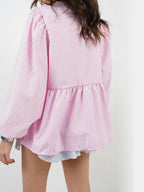 Tied Round Neck Long Sleeve Blouse (16)