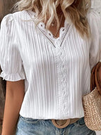 Full Size Lace Detail V-neck Blouse Plus (2)