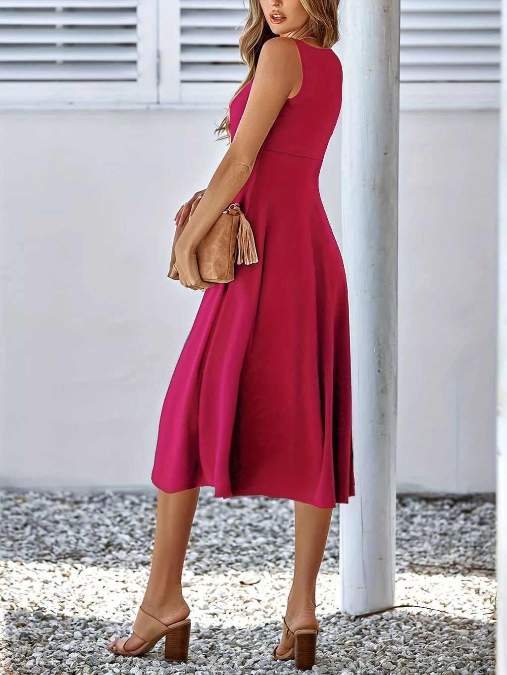 Sleeveless A-line Midi Dress (13)