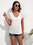 Spliced Lace Cold-shoulder Blouse (8)
