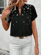 Floral Notched Short Sleeve Blouse (18)