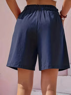 Full Size Pocketed Elastic Waist Shorts (11)