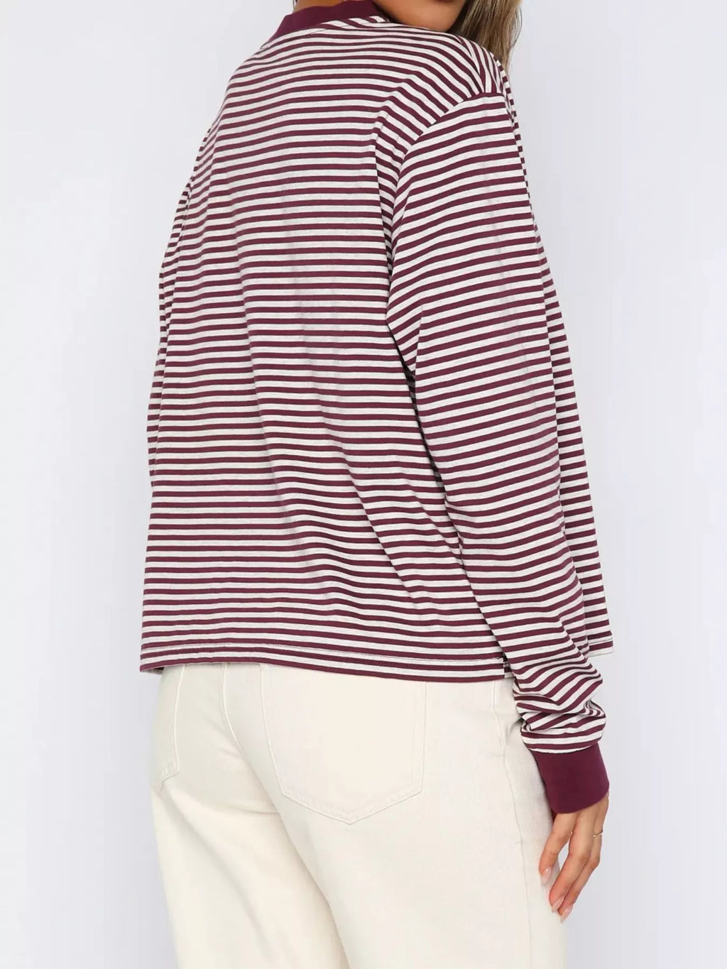 Striped Oversized Round Neck Sweatshirt (12)