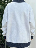 Polka Dot Contrast Trim Dropped Shoulder Sweatshirt (8)