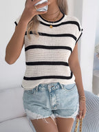 Striped Round Neck Knit Sweater