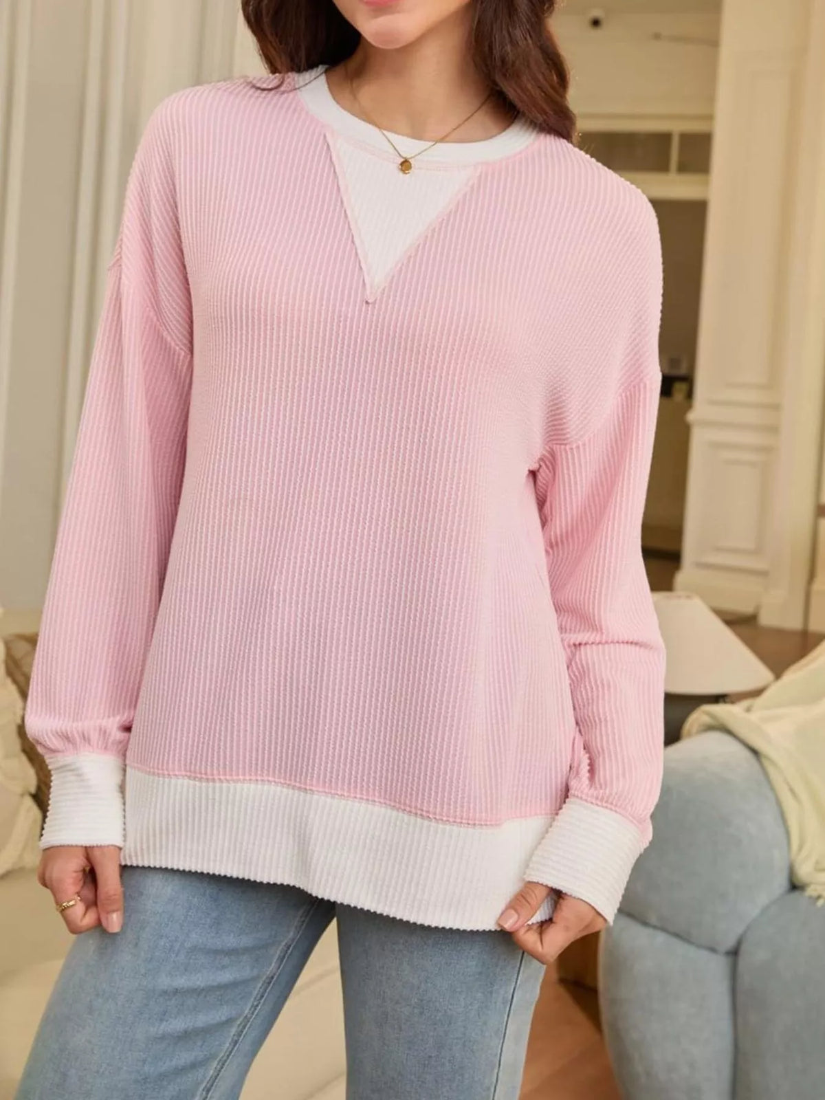 Contrast Dropped Shoulder Sweatshirt (6)
