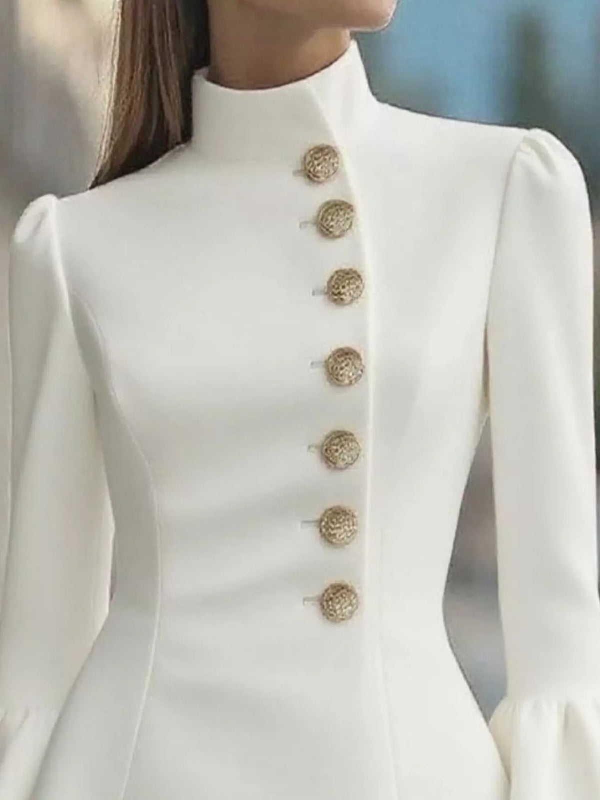 Bell Sleeve Mini Dress Front Button (8)
