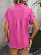 Textured Button Up Cap Sleeve Shirt (20)