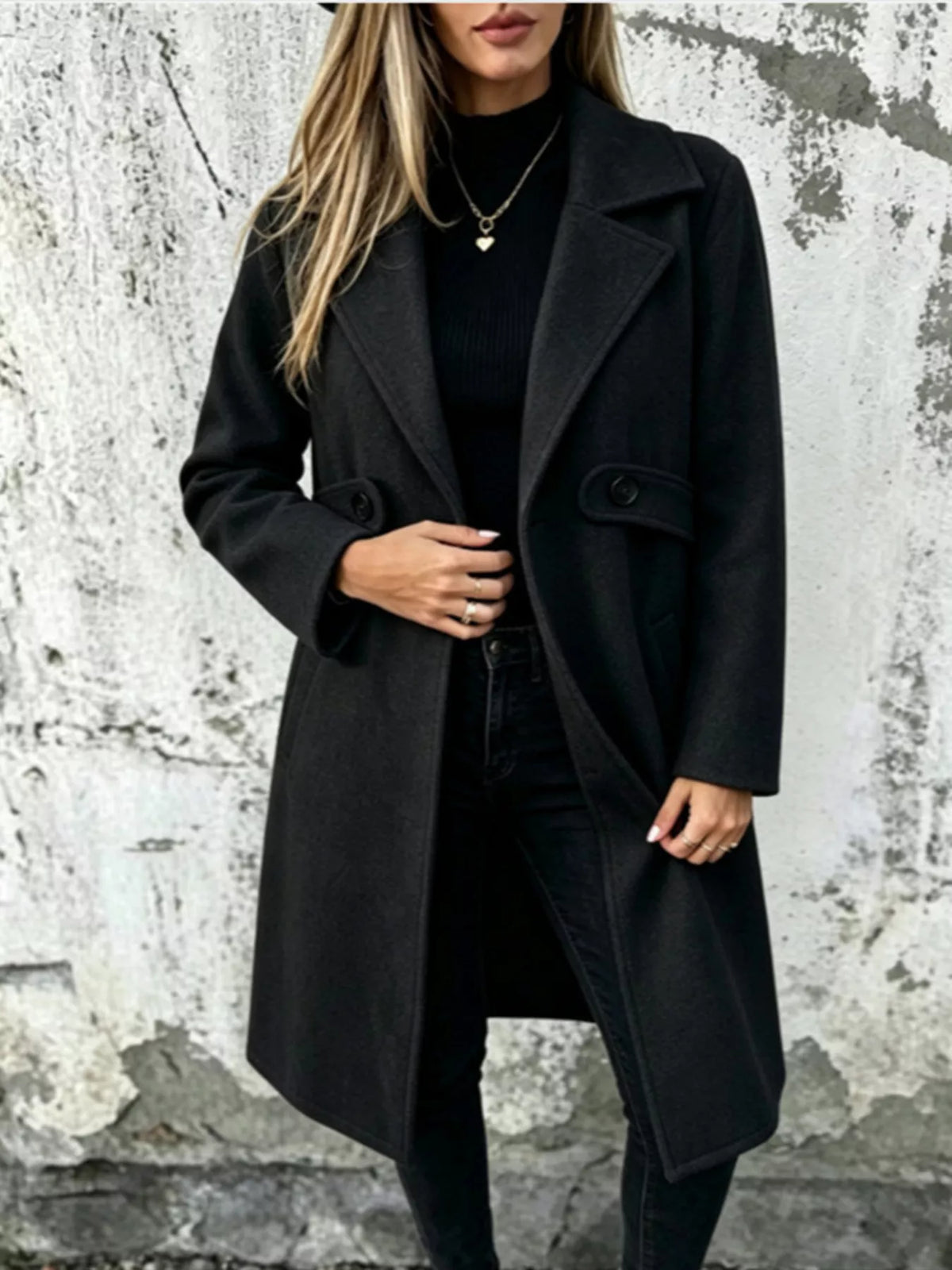 Full Size Lapel Collar Longline Overcoat Plus (9)