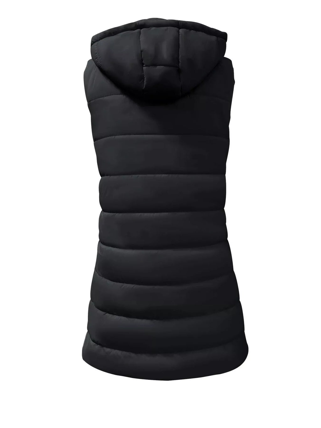 Zip Up Longline Hooded Puffer Vest Coat (15)