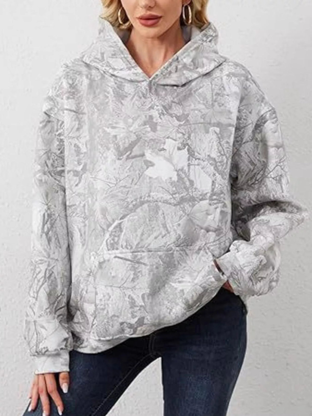 Full Size Kangaroo Pocket Long Sleeve Hoodie Plus (3)
