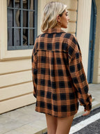 Plaid Collared Neck Long Sleeve Shirt (2)