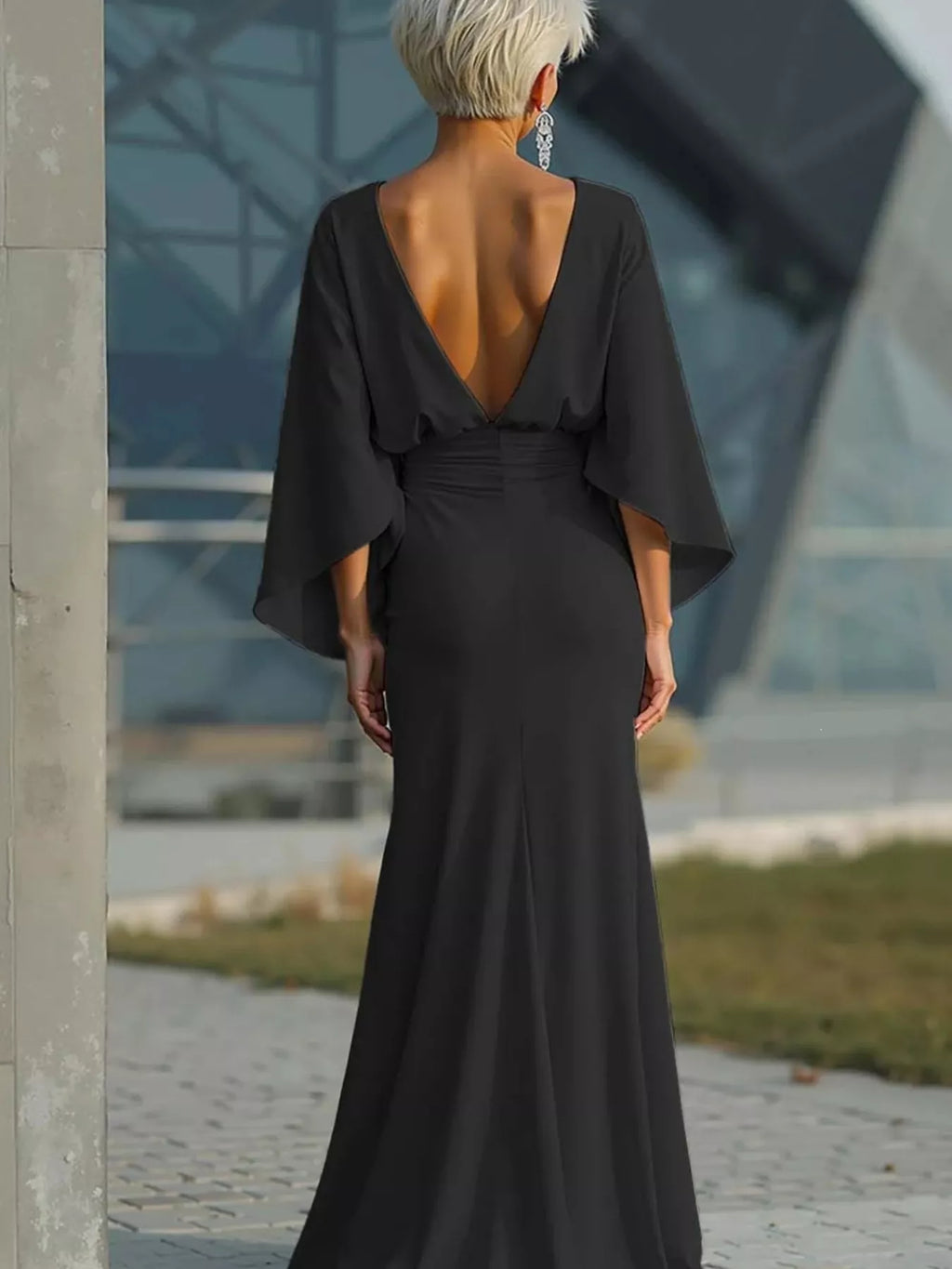 Batwing Sleeve Ruched Maxi Dress (10)