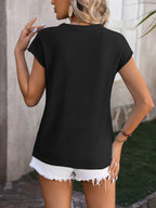 Rolled Cap Sleeve Round Neck Sweater Vest (12)