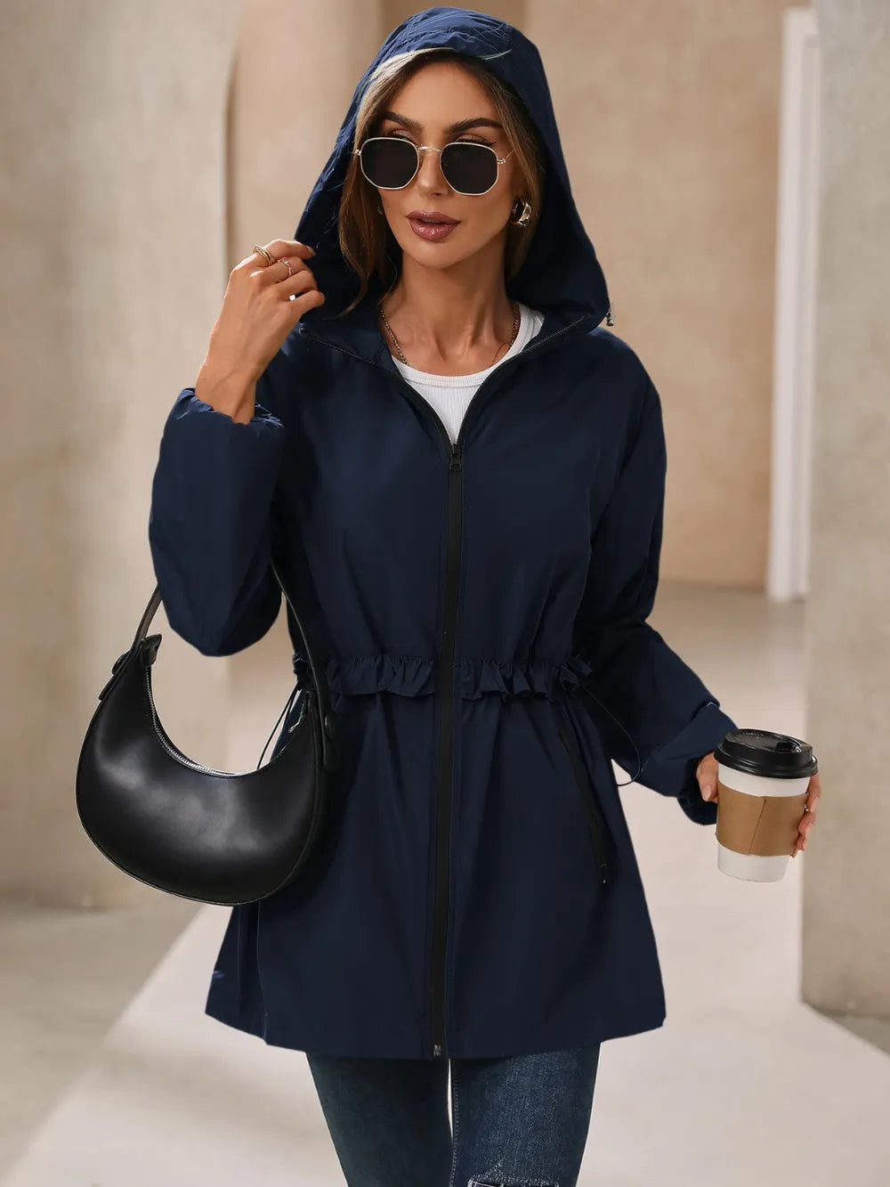 Outdoor Waterproof Long Sleeve Hooded Windbreaker (6)