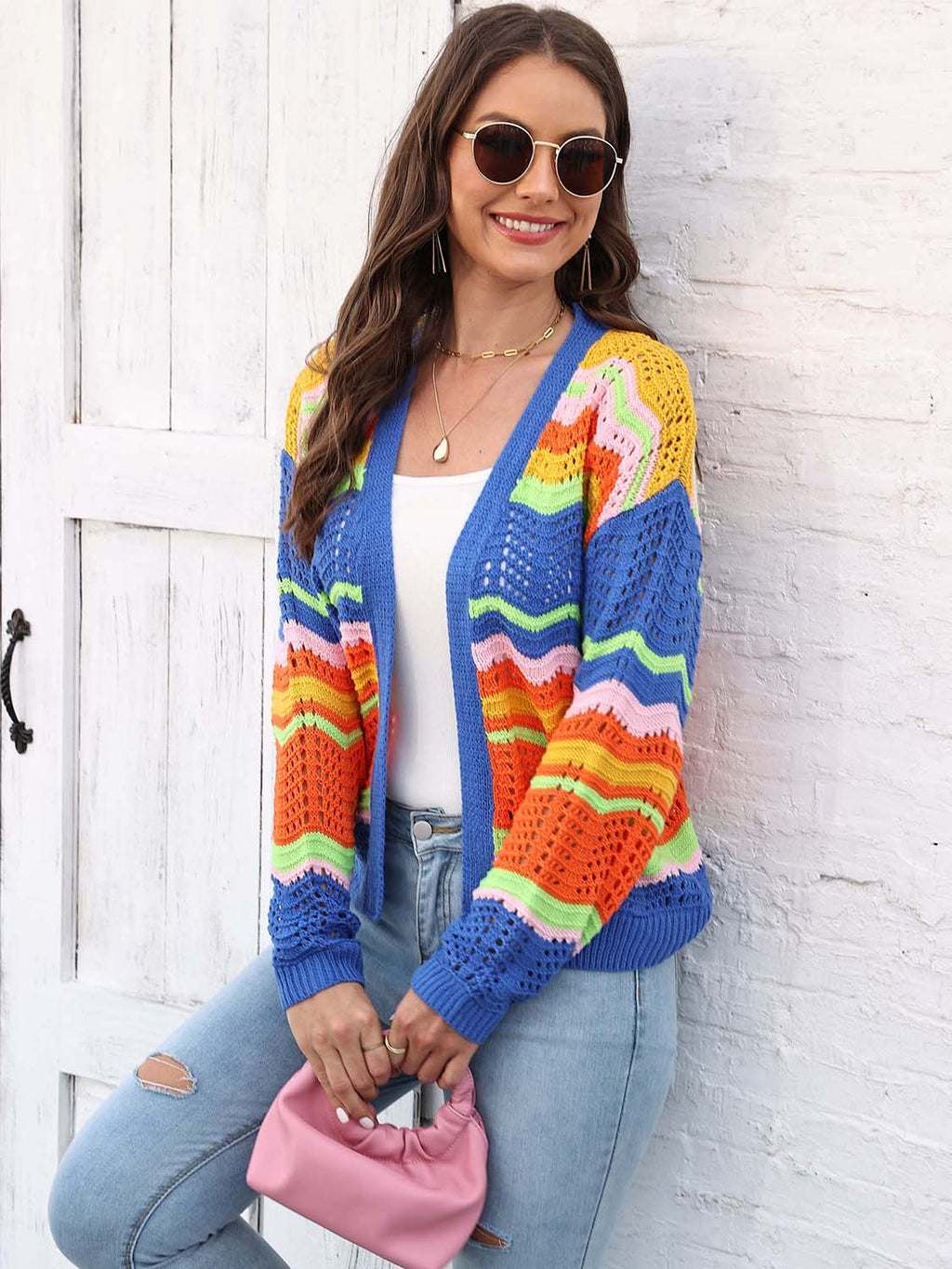 Open Front Openwork Cardigan (3)
