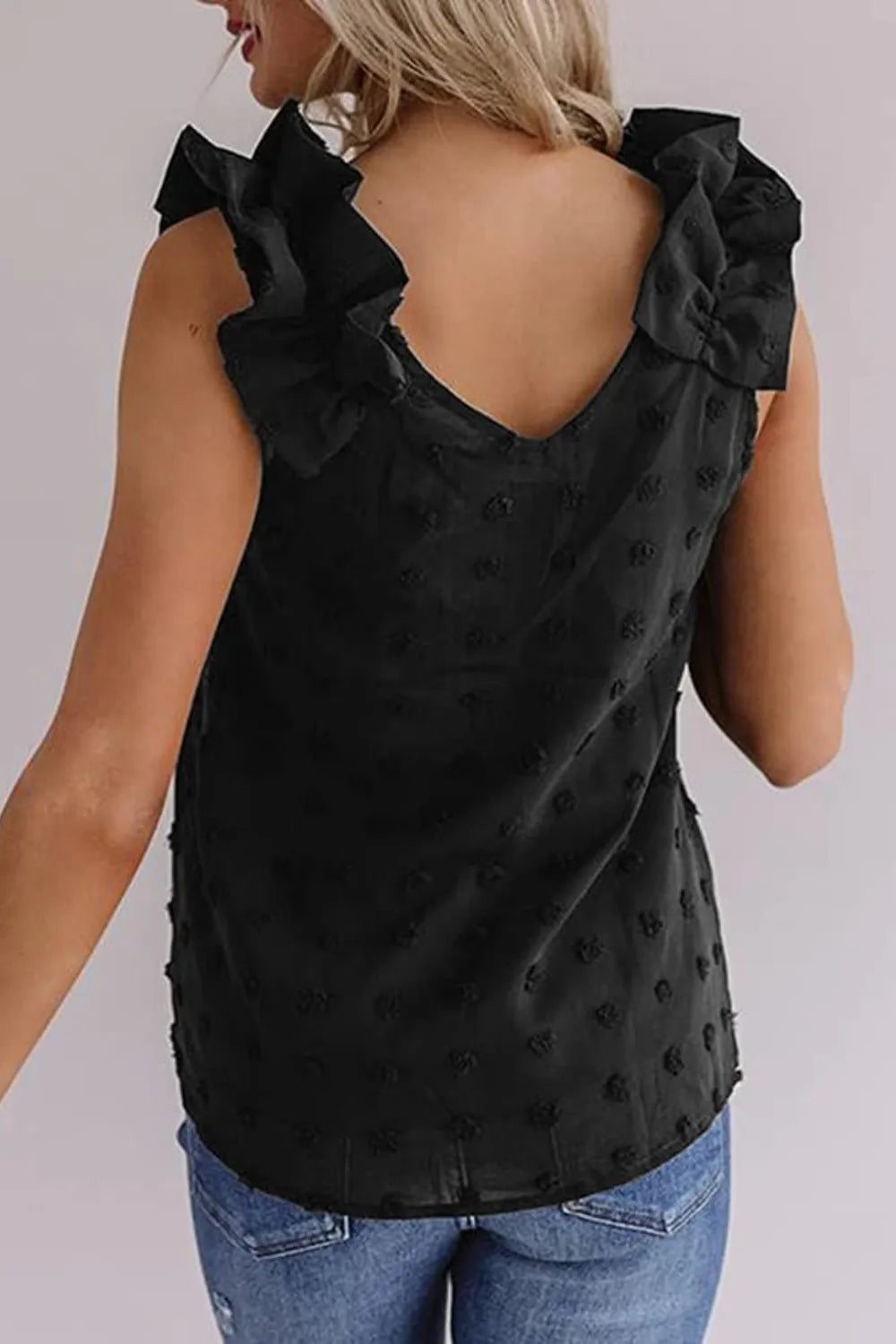 Full Size Swiss Dot V-neck Tank (6)