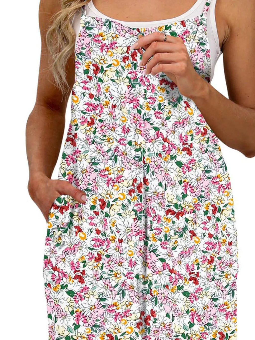 Full Size Floral Print Wide Leg Casual Jumpsuit Plus (14)
