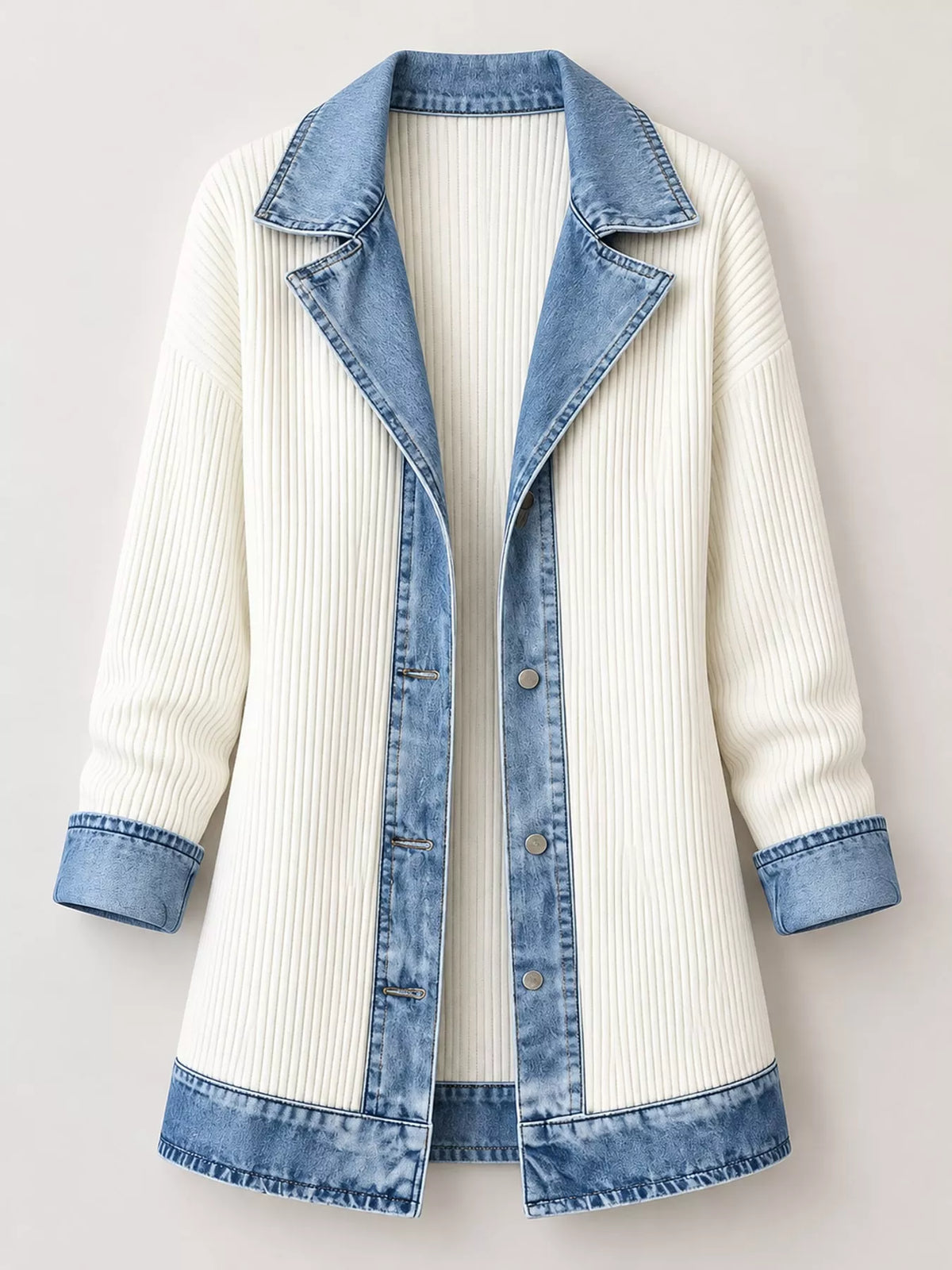 Full Size Denim Trim Ribbed Knit Cardigan Plus (16)