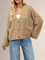 Cozy Cable Knit Cardigan Pockets