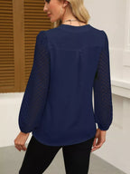 Notched Balloon Sleeve Blouse (21)