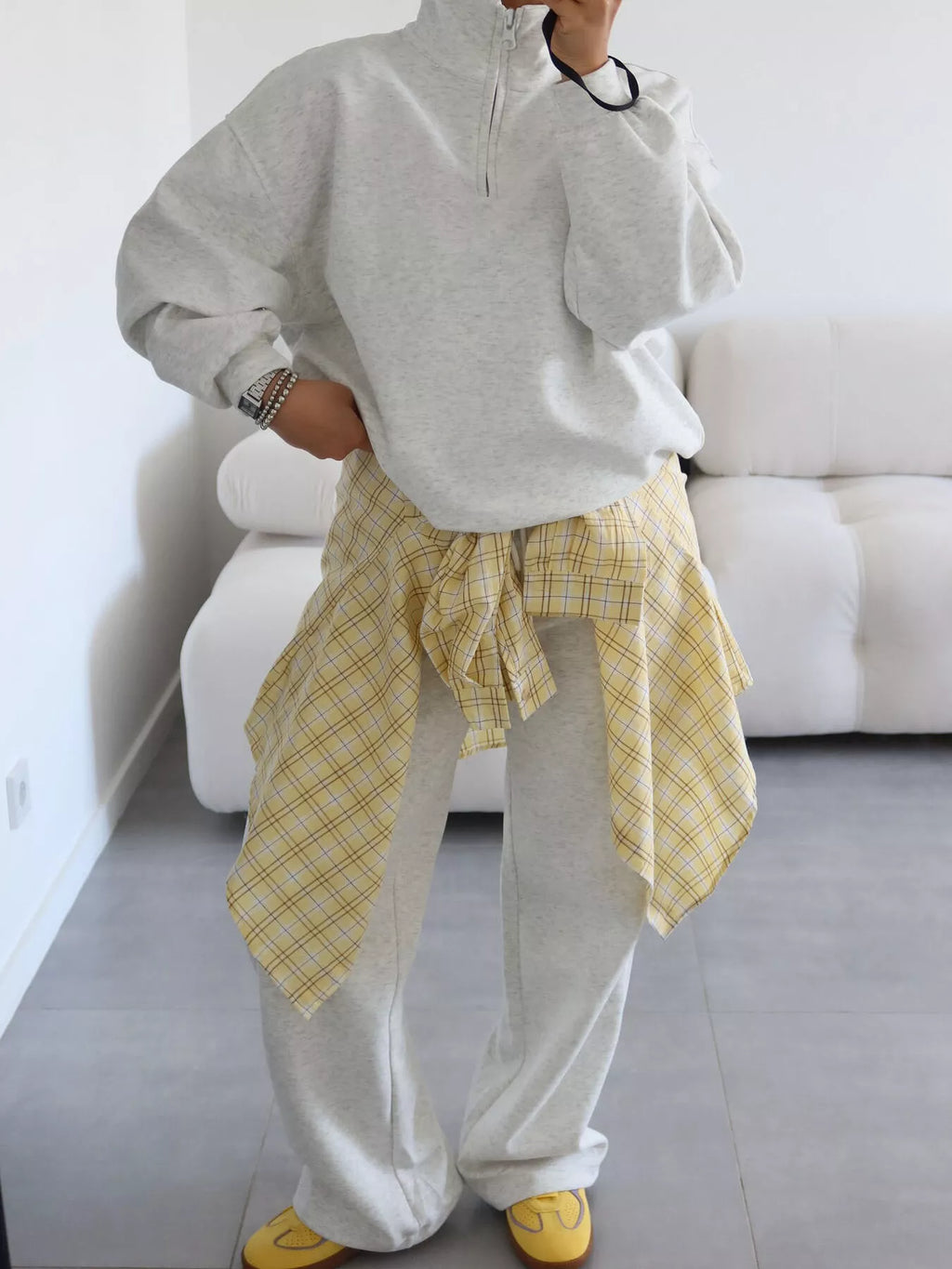 Quarter-zip Top Wide-leg Sweatpants Set (13)