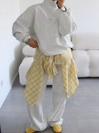 Quarter-zip Top Wide-leg Sweatpants Set (13)