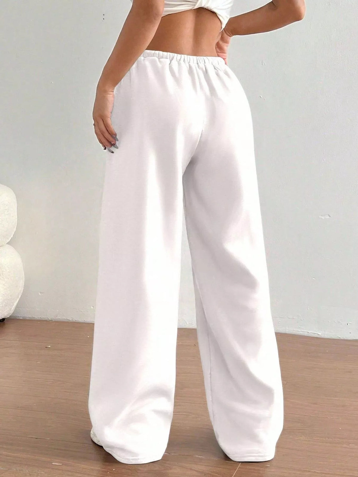 Casual Drawstring High Waist Wide Leg Sweatpants (23)
