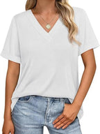 Casual V-neck Short Sleeve T-shirt (10)