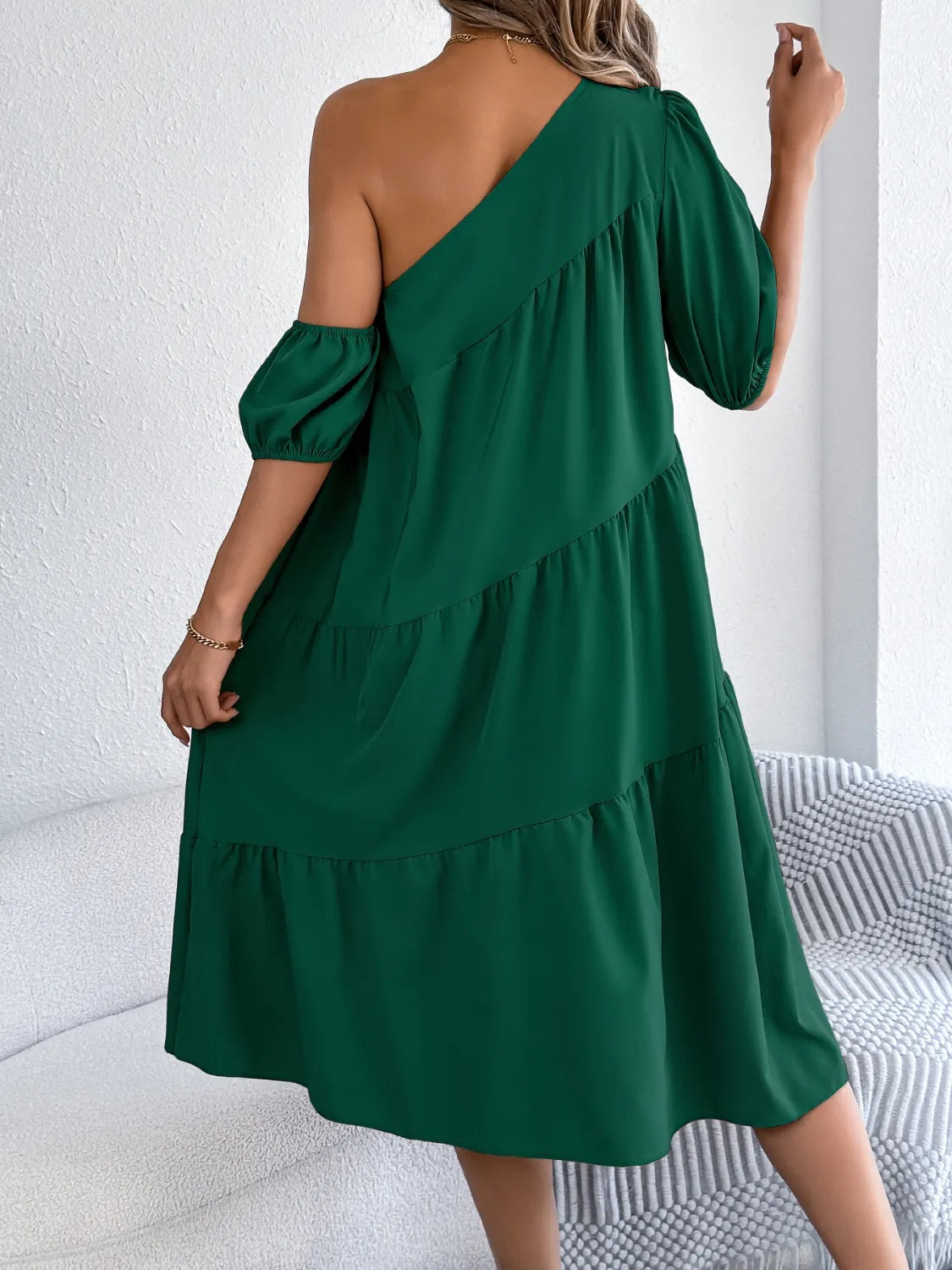 Single Shoulder Tiered Dress (2)