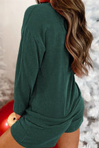 Merry Round Neck Long Sleeve Top Shorts Lounge Set (12)