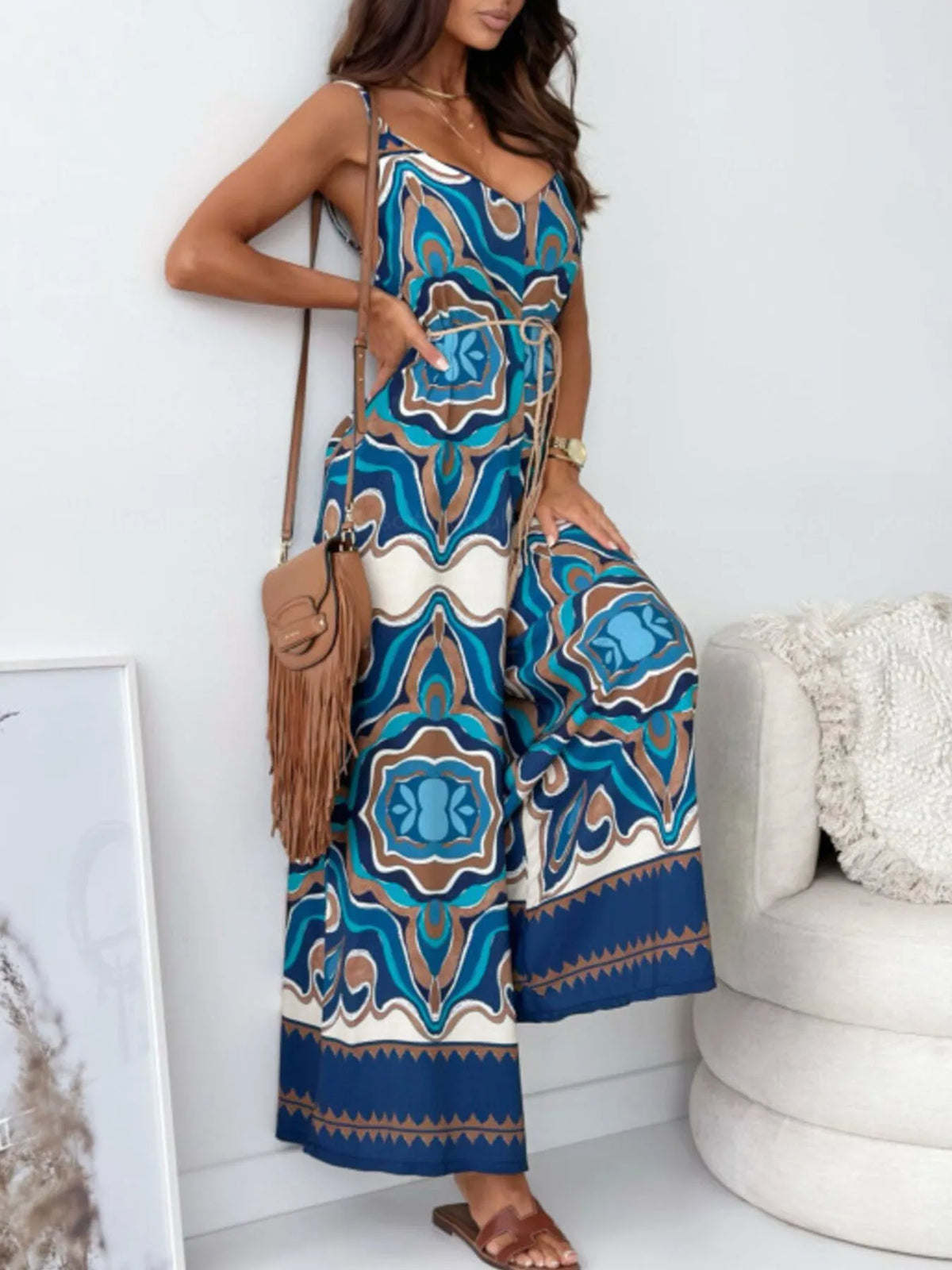 Paisley Print Spaghetti Strap Wide Leg Jumpsuit (14)