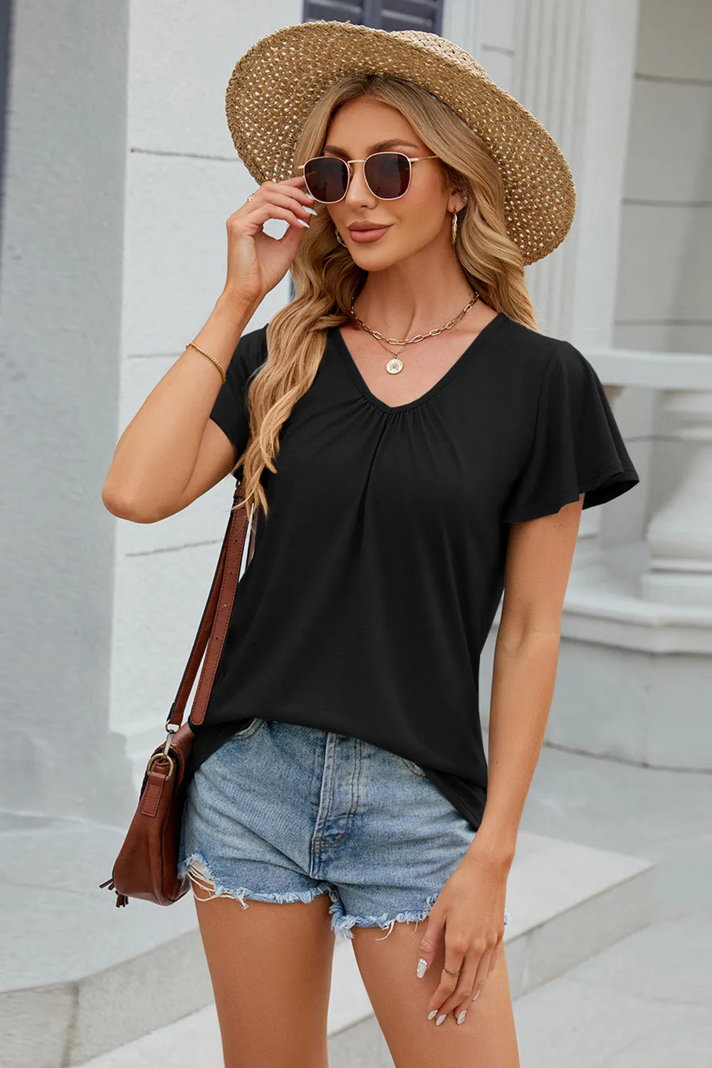 V-neck Short Sleeve T-shirt (3)