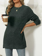 Ribbed Knit Round Neck Sweater (28)