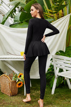Mock Neck Long Sleeve One-piece Swimwear (24)