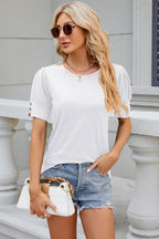 Round Neck Puff Sleeve T-shirt (5)