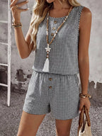Gingham Sleeveless Top Shorts Set