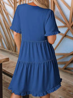 Tiered Notched Short Sleeve Mini Dress (12)