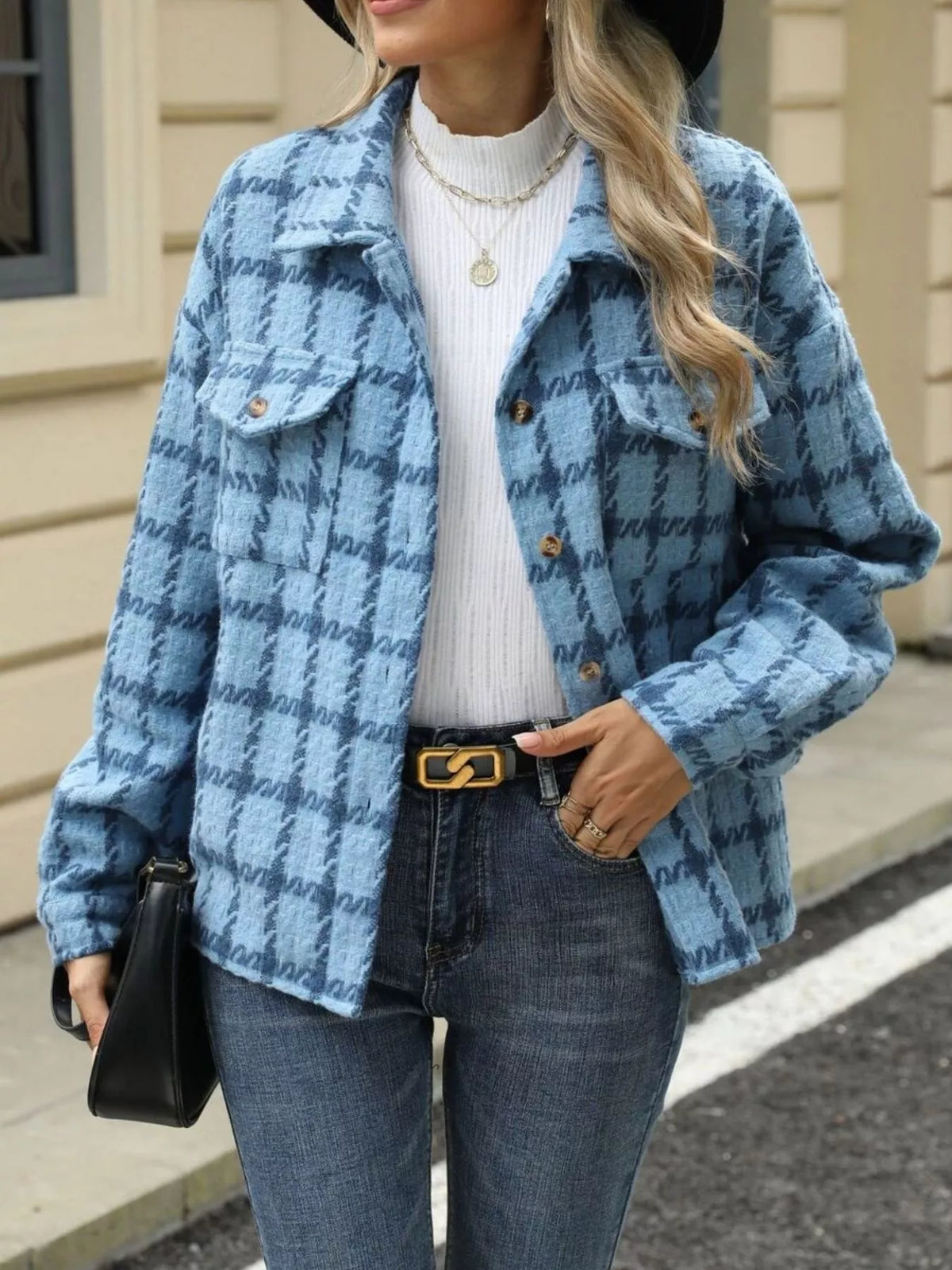 Plaid Button Up Long Sleeve Jacket (14)
