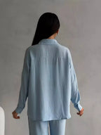 Button Up Long Sleeve Shirt Pants Set (5)