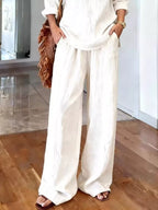 V-neck Top Wide-leg Pants Set (2)