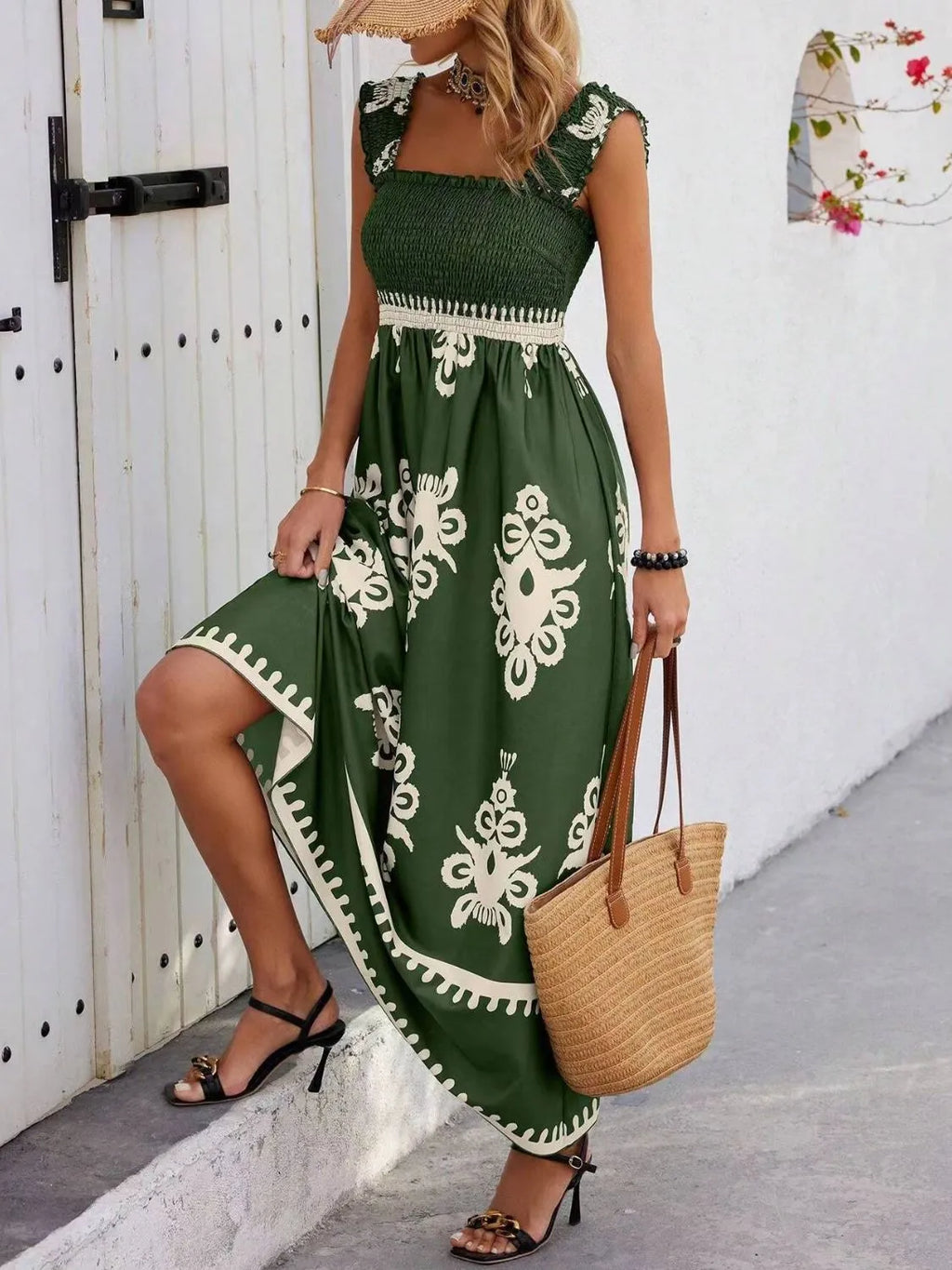 Smocked Printed Wide Strap Maxi Dress (20)