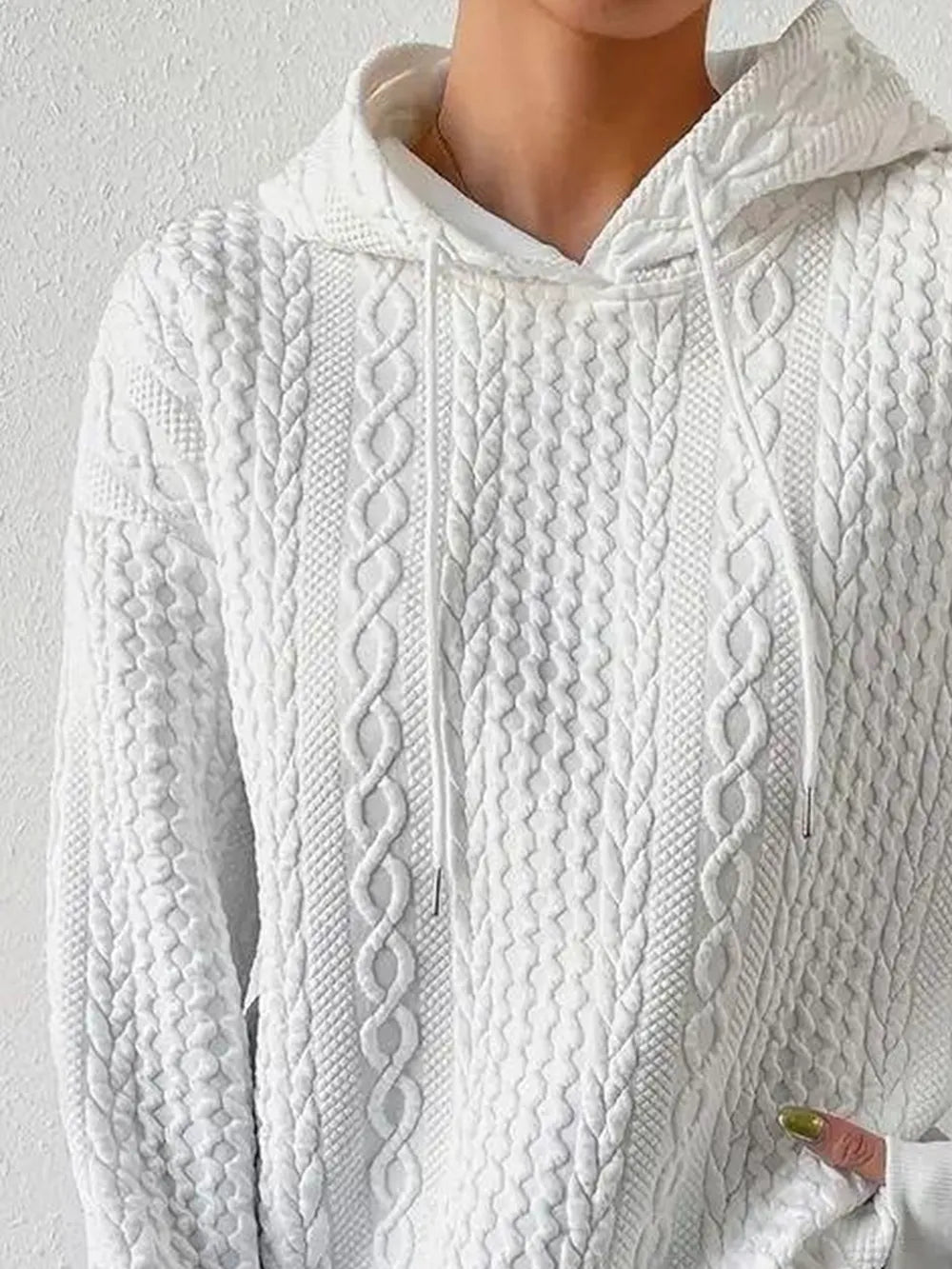 Drawstring Drop Shoulder Long Sleeve Hoodie (3)