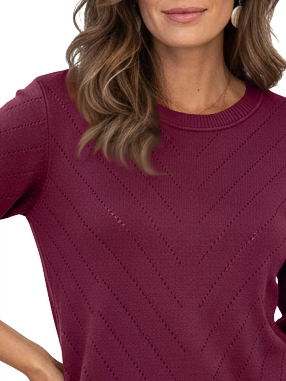 Openwork Round Neck Sweater (14)