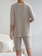 Ribbed V-neck Top Shorts Set (6)