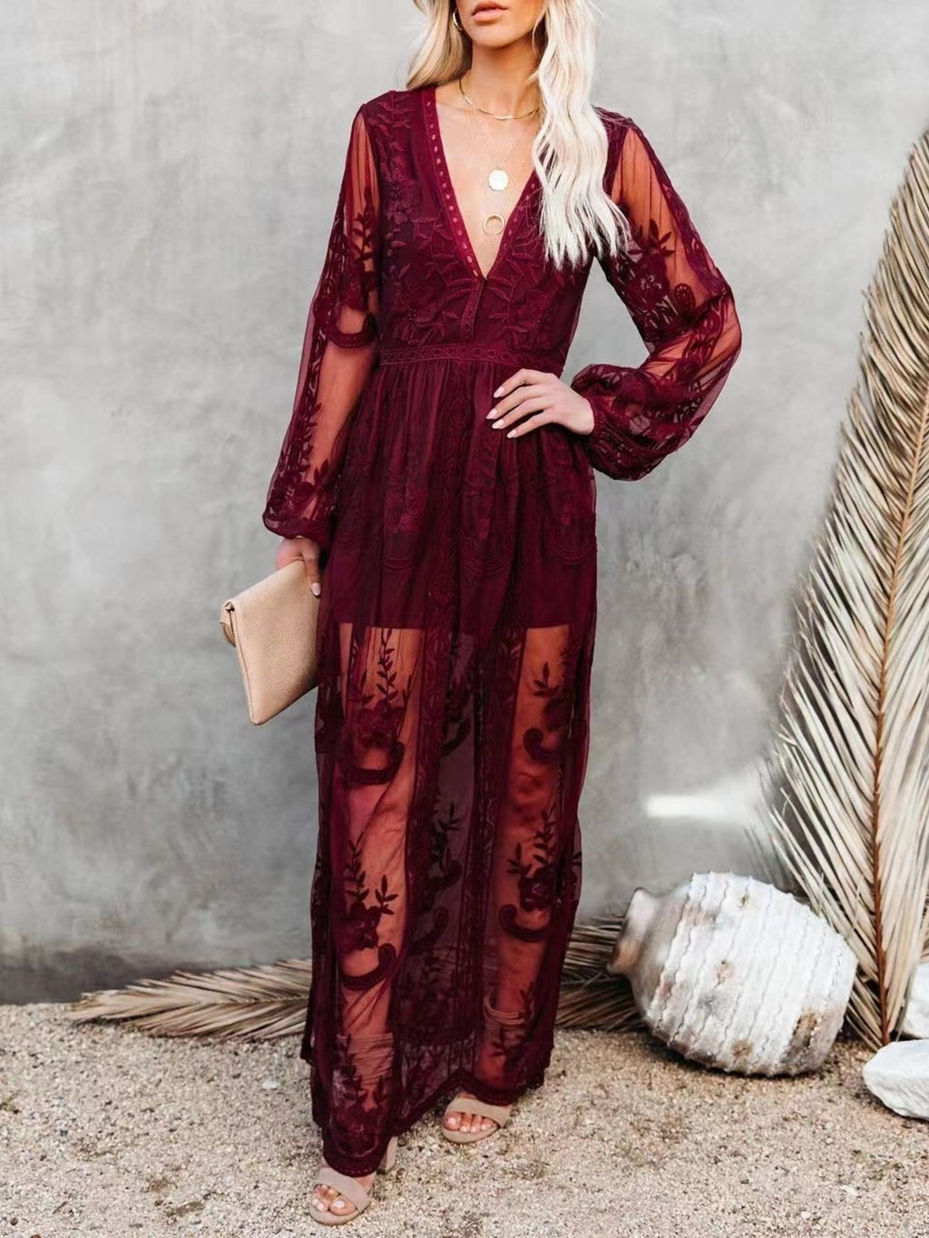 Floral Lace Slit Maxi Dress (18)