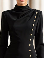 Long-sleeve Bodycon Button Dress (6)