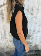 Full Size Button Down Cap Sleeve Linen Shirt Plus (9)