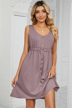 Buttoned Wide Strap Mini Dress (7)